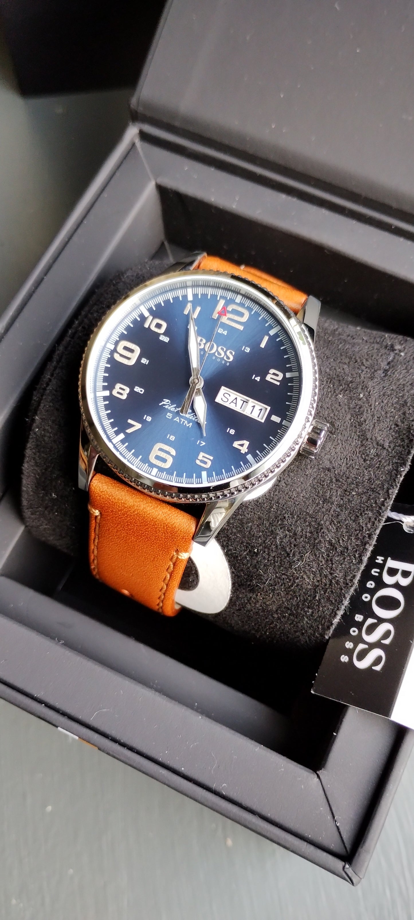 HUGO BOSS Men's Pilot Vintage Strap Watch 1513331 - BNWT