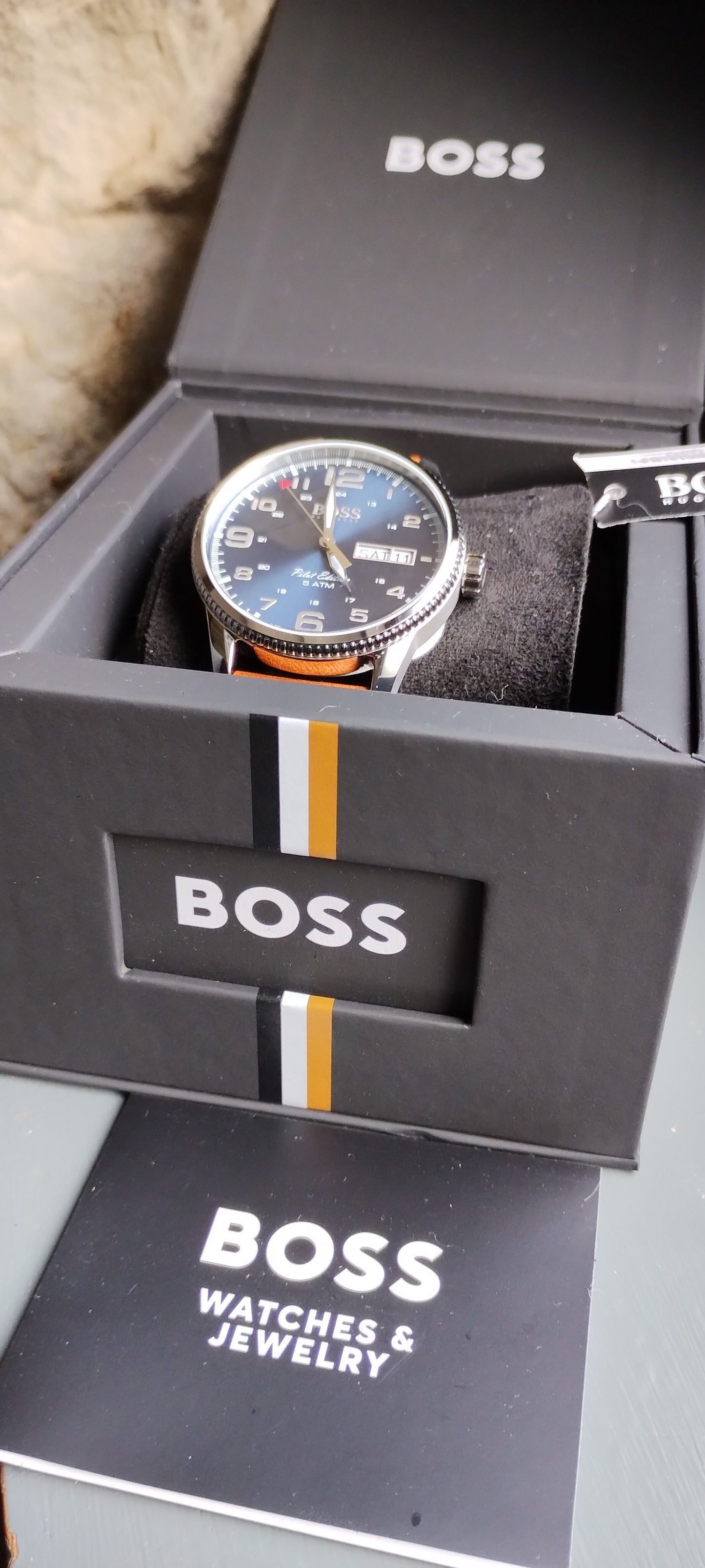 HUGO BOSS Men's Pilot Vintage Strap Watch 1513331 - BNWT