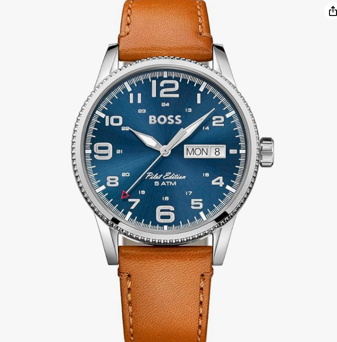 HUGO BOSS Men's Pilot Vintage Strap Watch 1513331 - BNWT