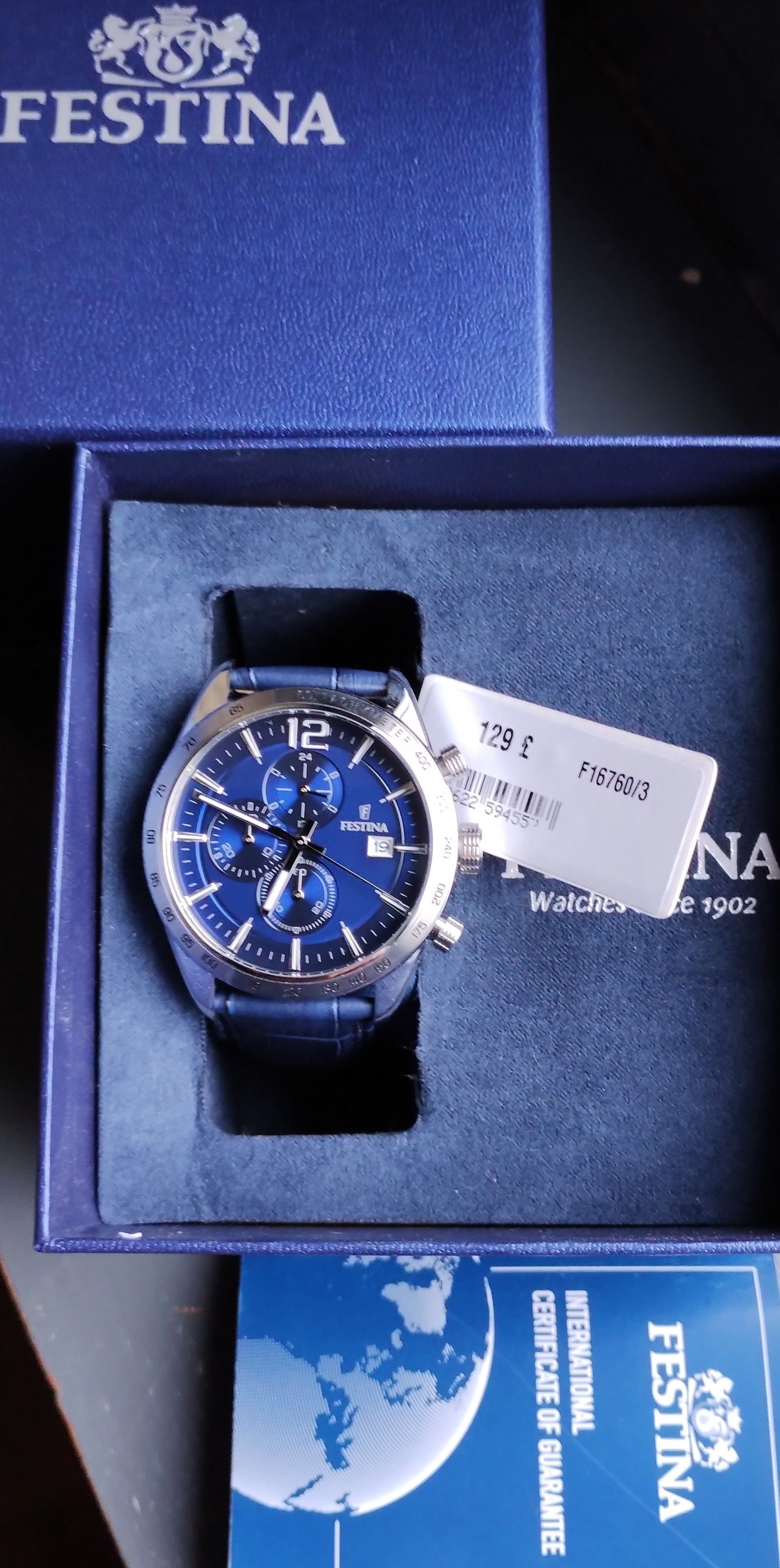 Festina F16760 3 Men s Chronograph Watch with Blue Dial rrp 129