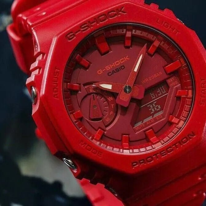 Casio G - Shock GA - 2100 - 4AER Men's Watch Classic Red Carbon Core Guard - Chronographworld