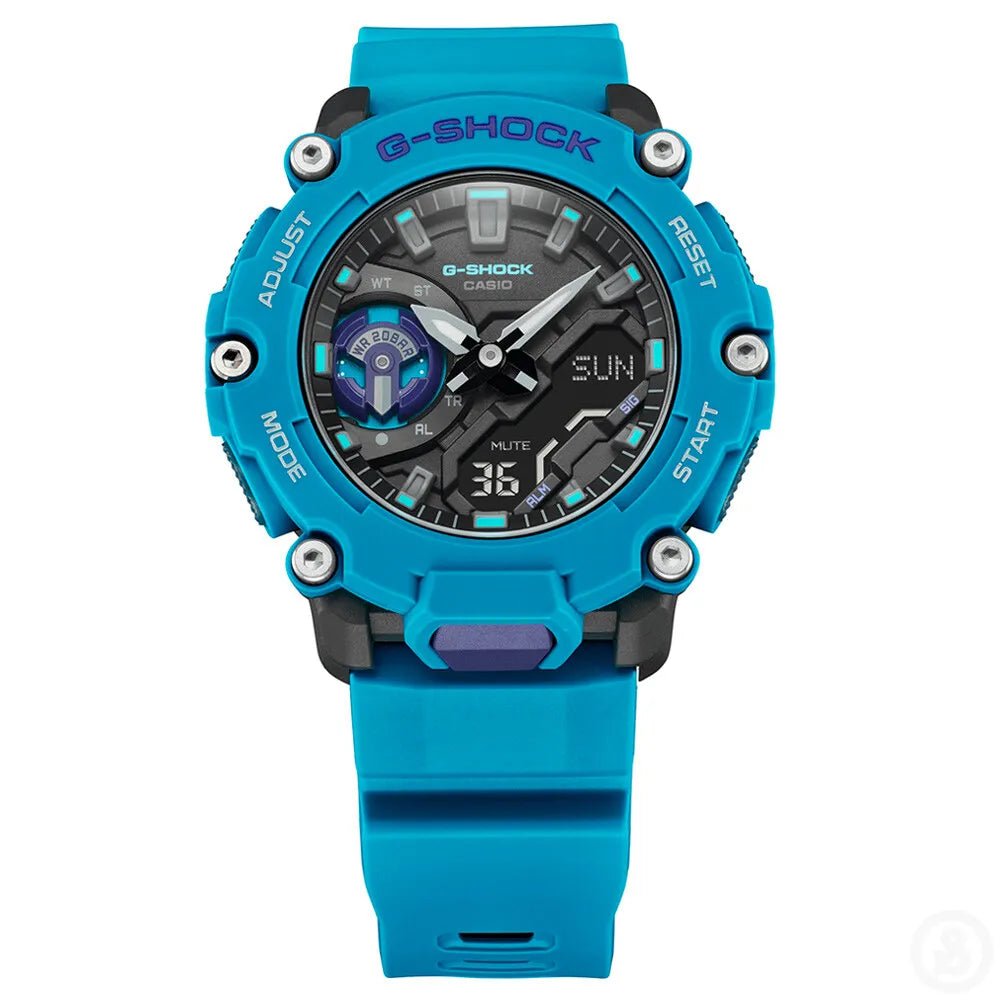 Casio G - Shock GA - 2200 - 2ADR Men's Watch Carbon Core Guard Blue Analog Digital Sports - Chronographworld