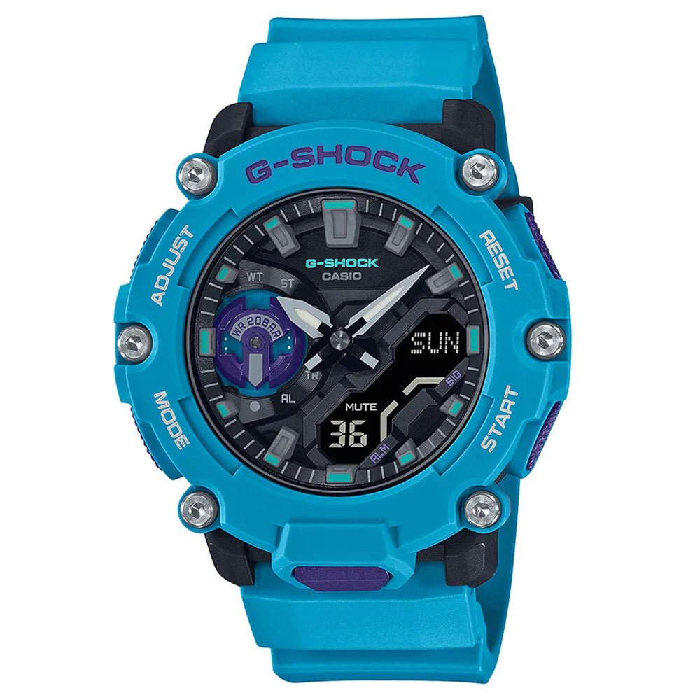 Casio G - Shock GA - 2200 - 2ADR Men's Watch Carbon Core Guard Blue Analog Digital Sports - Chronographworld