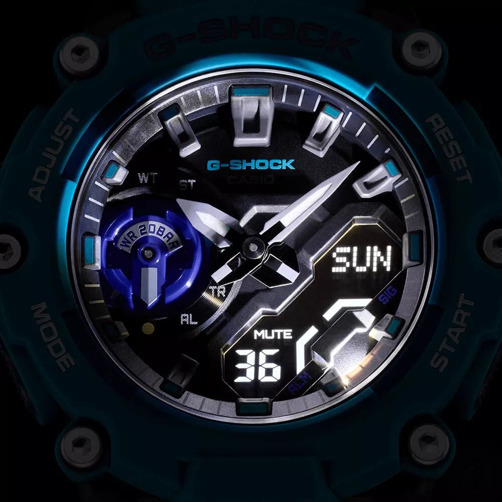 Casio G - Shock GA - 2200 - 2ADR Men's Watch Carbon Core Guard Blue Analog Digital Sports - Chronographworld