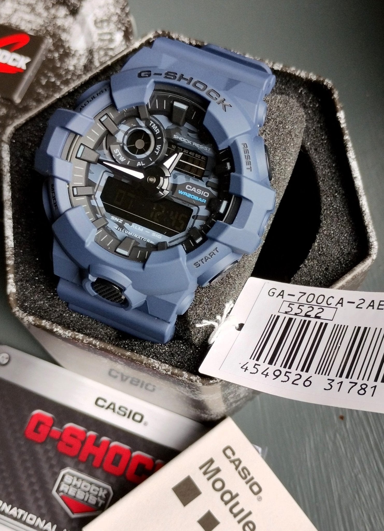 Casio G-Shock GA-700CA-2AER Digital-Analogue Mens Watch Camouflage Series - Military Blue - Chronographworld