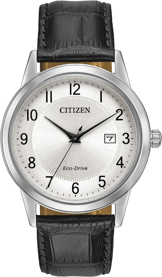 Citizen AW1231-07A Eco-Drive Men's Stainless Steel Analogue Watch Black Leather Strap - Solar - Chronographworld