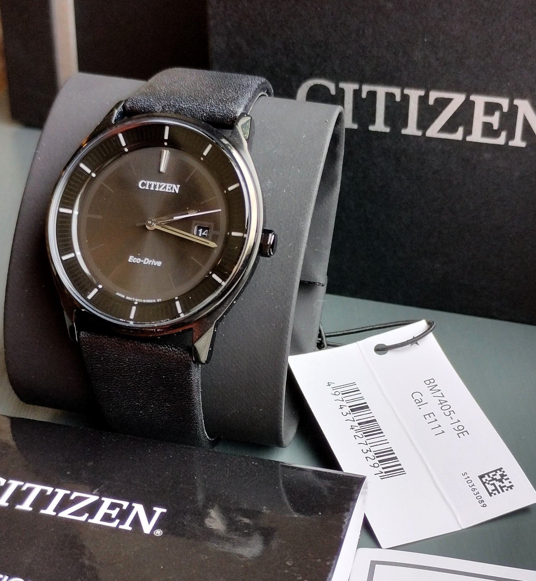 Citizen Eco - Drive BM7405 - 19E Men's Watch Black Leather Strap - Solar - Chronographworld