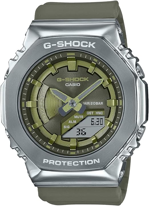 Casio G-Shock Classic Women's Watch Silver / Olive Green GM-S2100-3AER