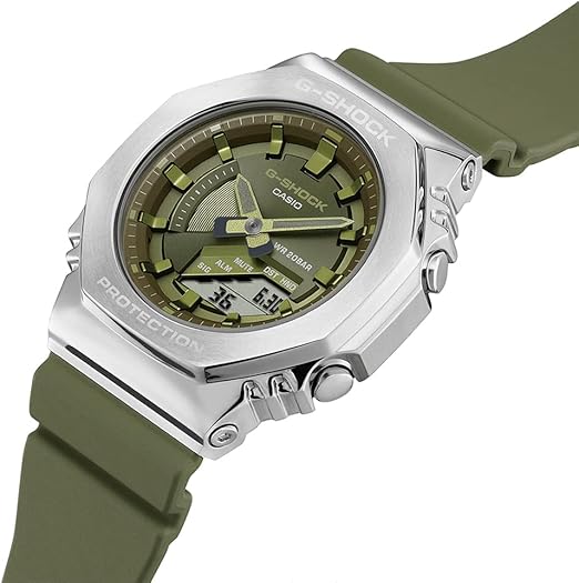 Casio G-Shock Classic Women's Watch Silver / Olive Green GM-S2100-3AER