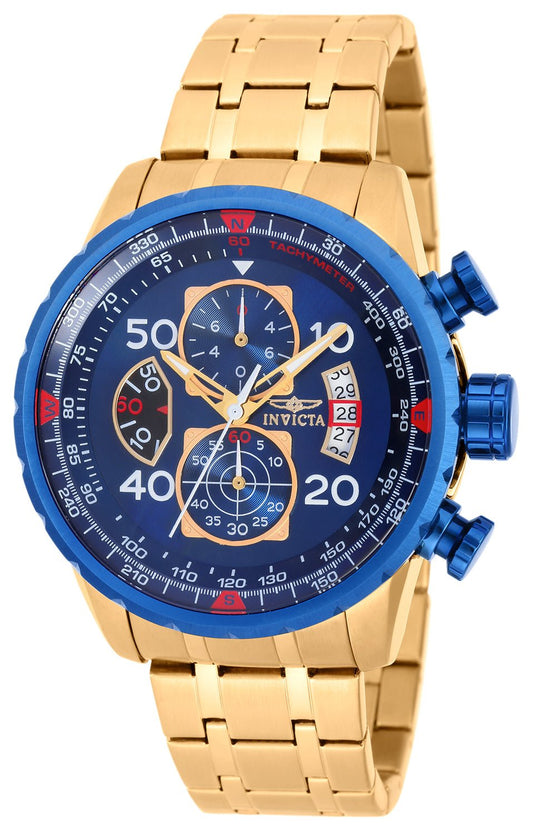 Invicta Aviator 19173 men's quartz watch with blue chronograph dial