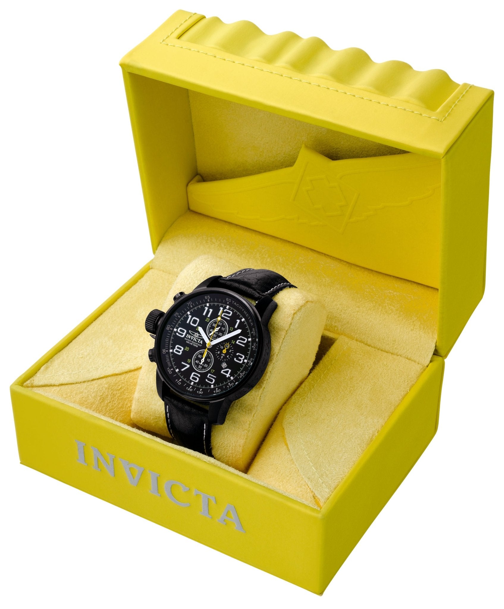 Invicta I-Force 3332 packaged in a yellow presentation box 