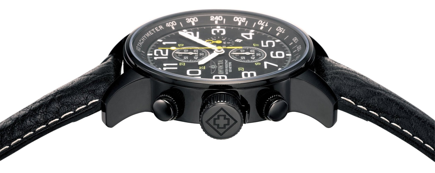 Invicta I-Force 3332 Men's Quartz Watch with black leather strap and chronograph features