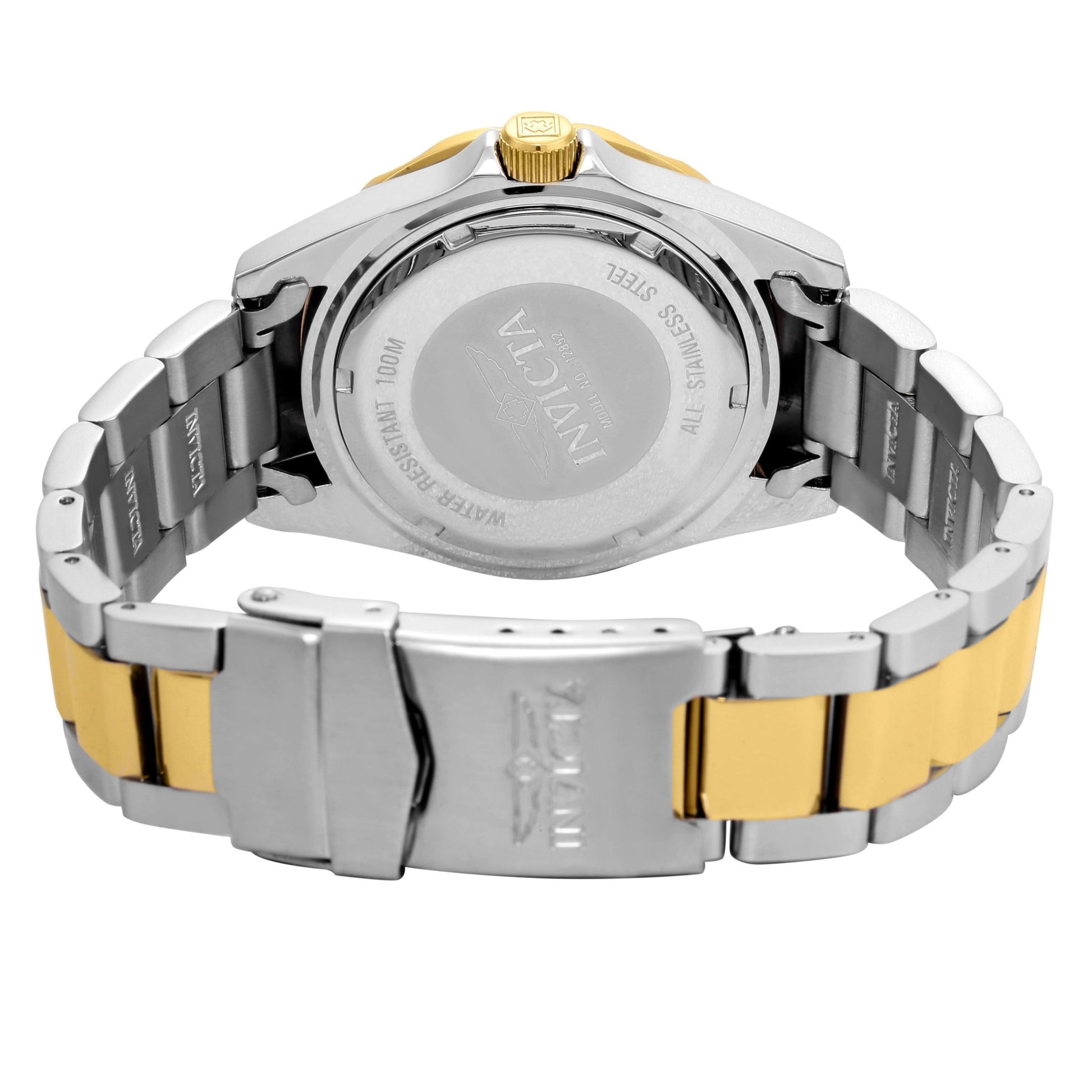 Back view of Invicta Pro Diver 12852 Women's Quartz Watch with two-tone band