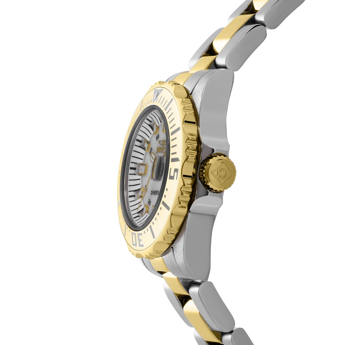 Close-up of Invicta Pro Diver 6895 Women's Quartz Watch with gold and silver-tone band