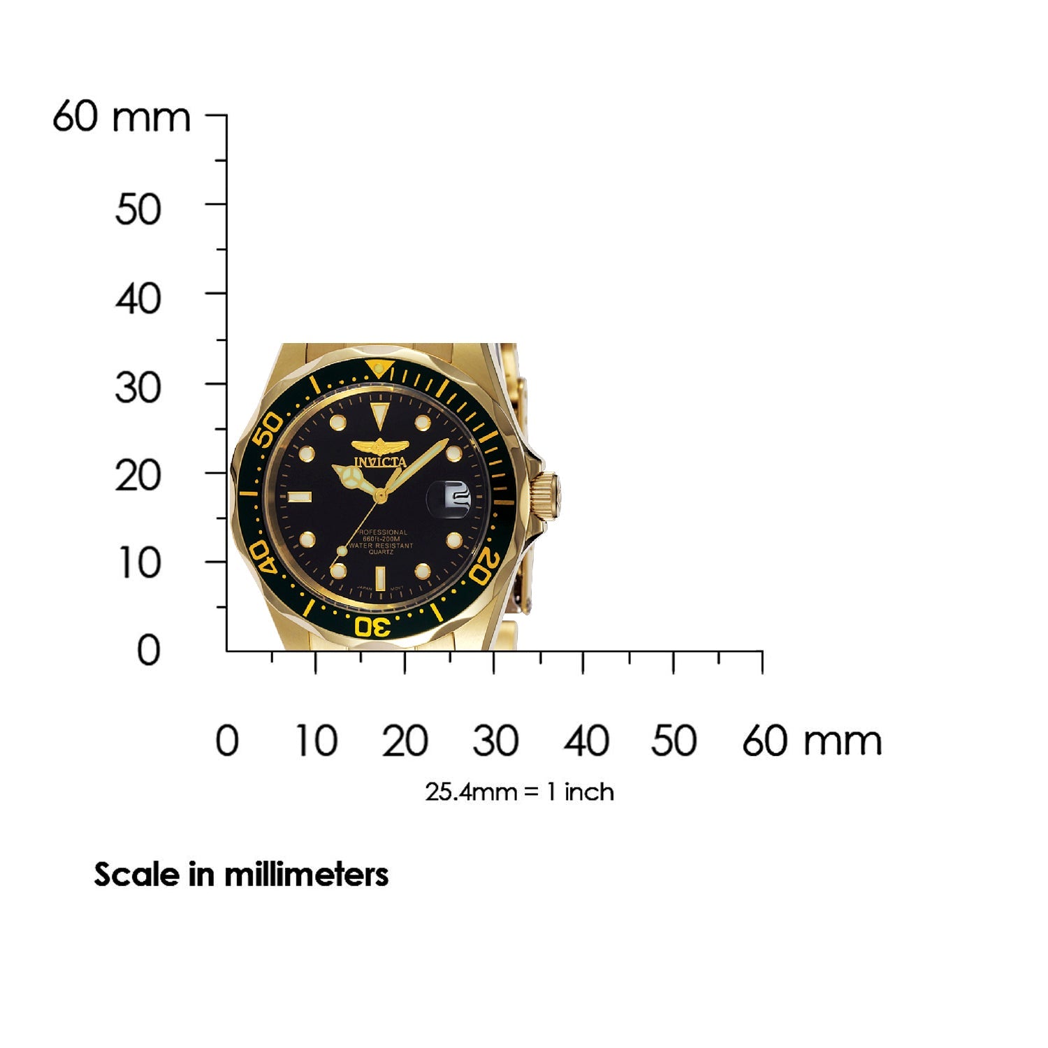 Invicta Pro Diver 8936 watch beside a scale for size reference